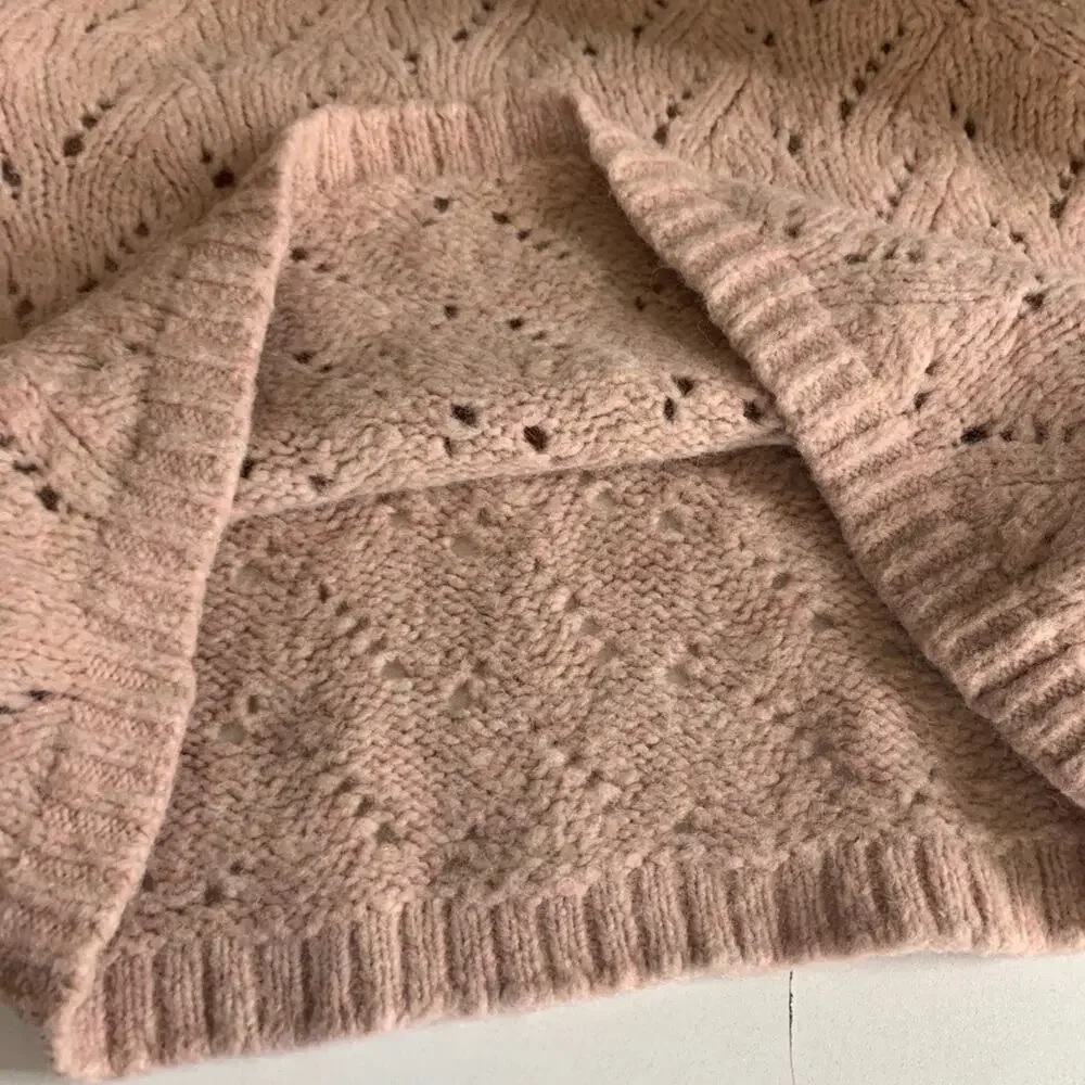 J.Crew Womens Sweater Womens S Small Pale Pink‎ Wool Blend Open Knit Pointelle